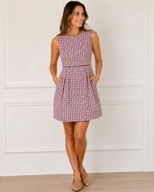 Tommy Hilfiger Sleeveless Cotton Dress 10 Pleated Front Pockets Preppy